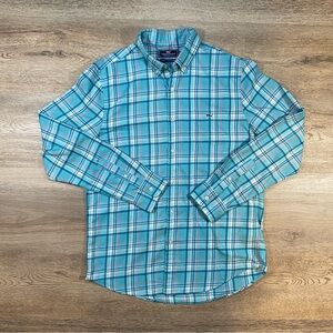Vineyard Vines Men's Shirt Medium Slim Fit Tucker Plaid Blue Pink